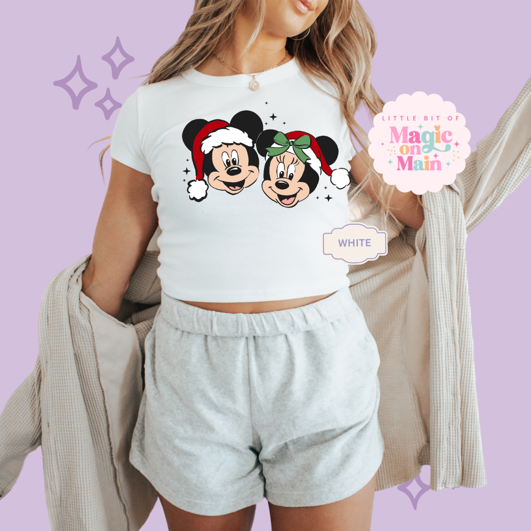 PRINTED MERRY MCKY MNIE - EXCLUSIVE TO MoM - WOMENS CROPPED RIBBED BABY TEE