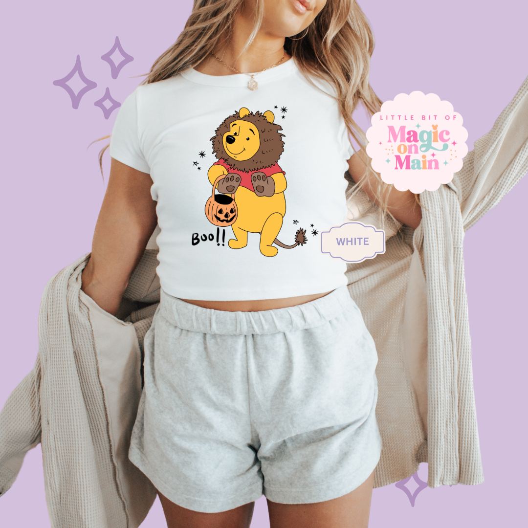 PRINTED BEARY SCARY - EXCLUSIVE TO MoM - WOMENS CROPPED RIBBED BABY TEE