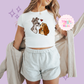 PRINTED VALENTINE DOGS - WOMENS CROPPED RIBBED BABY TEE 10017