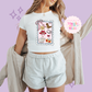 PRINTED GIRLIE POP STAMP - WOMENS CROPPED RIBBED BABY TEE 10002