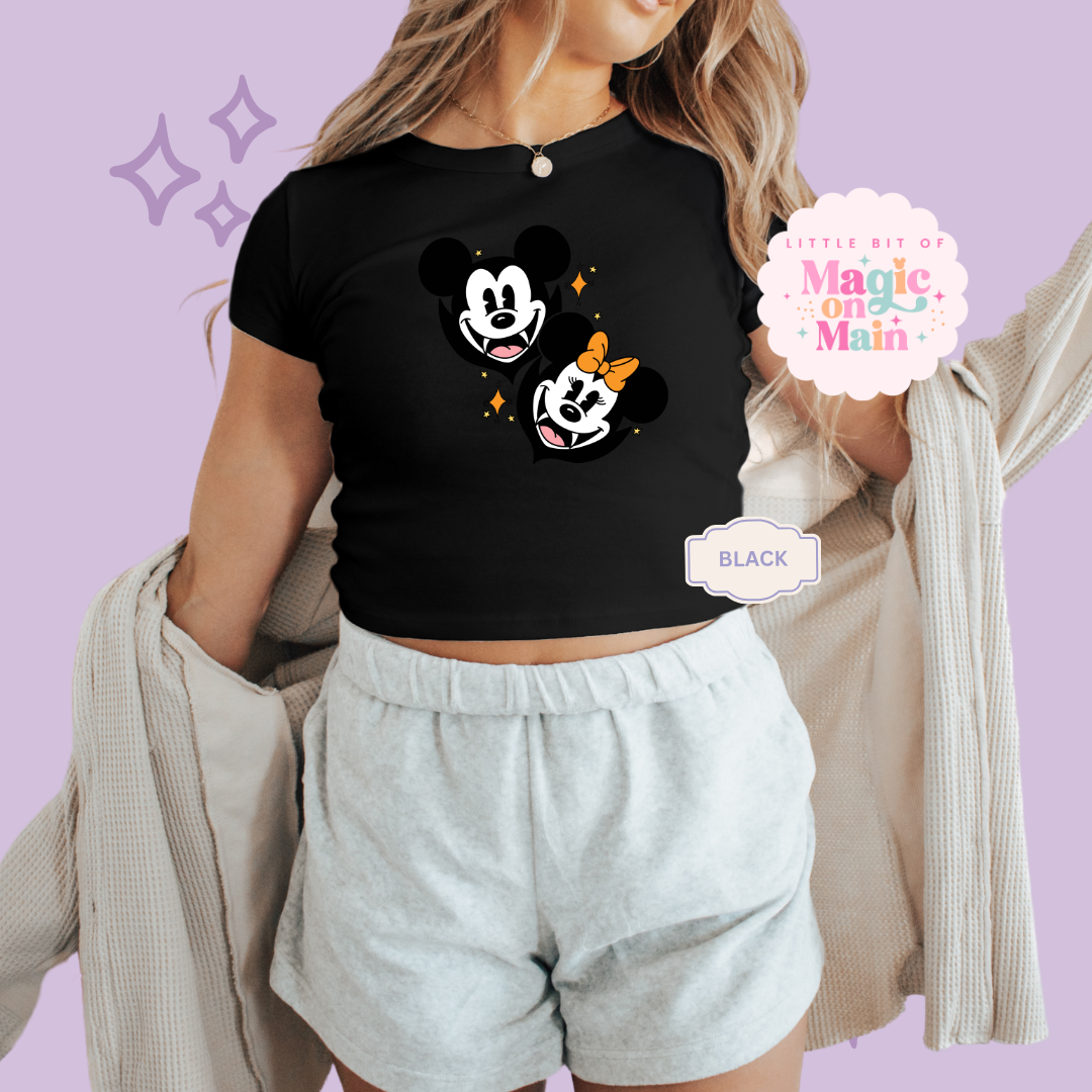 PRINTED VAMPIRES - EXCLUSIVE TO MoM - WOMENS CROPPED RIBBED BABY TEE