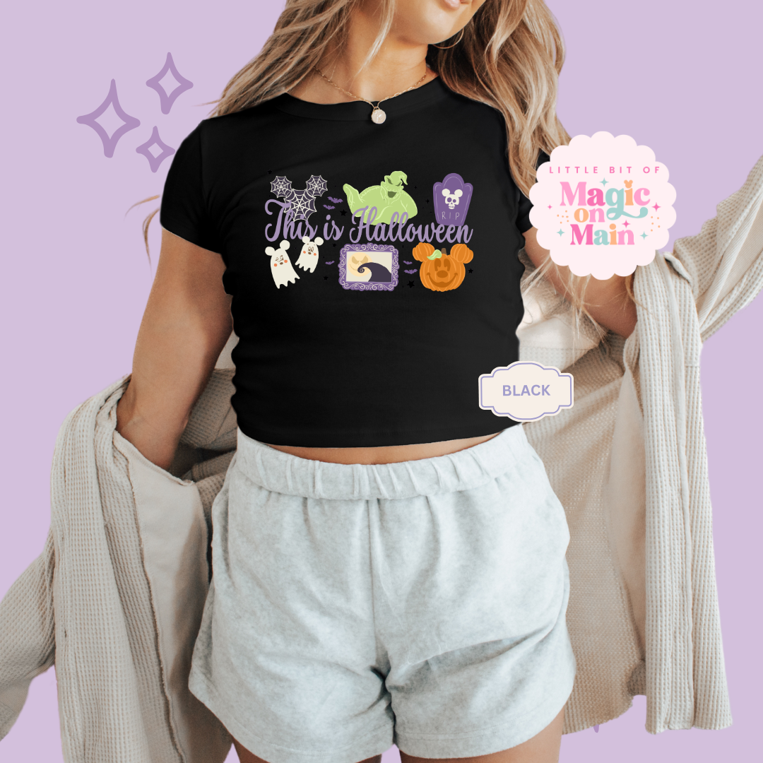 PRINTED THIS IS HALLOWEEN - EXCLUSIVE TO MoM - WOMENS CROPPED RIBBED BABY TEE