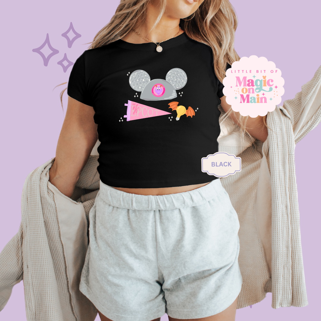 PRINTED EPCOT GIRLIE - EXCLUSIVE TO MoM - WOMENS CROPPED RIBBED BABY TEE 10042