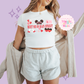 PRINTED MEET ME ON MAIN STREET - EXCLUSIVE TO MoM - WOMENS CROPPED RIBBED BABY TEE 10005