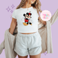 PRINTED VINTAGE KISSES - WOMENS CROPPED RIBBED BABY TEE 10009