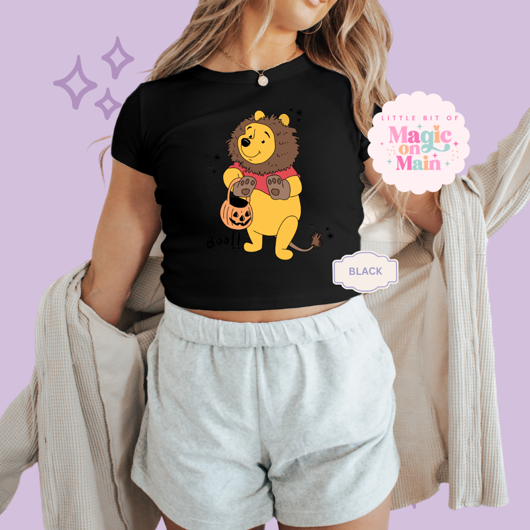 PRINTED BEARY SCARY - EXCLUSIVE TO MoM - WOMENS CROPPED RIBBED BABY TEE