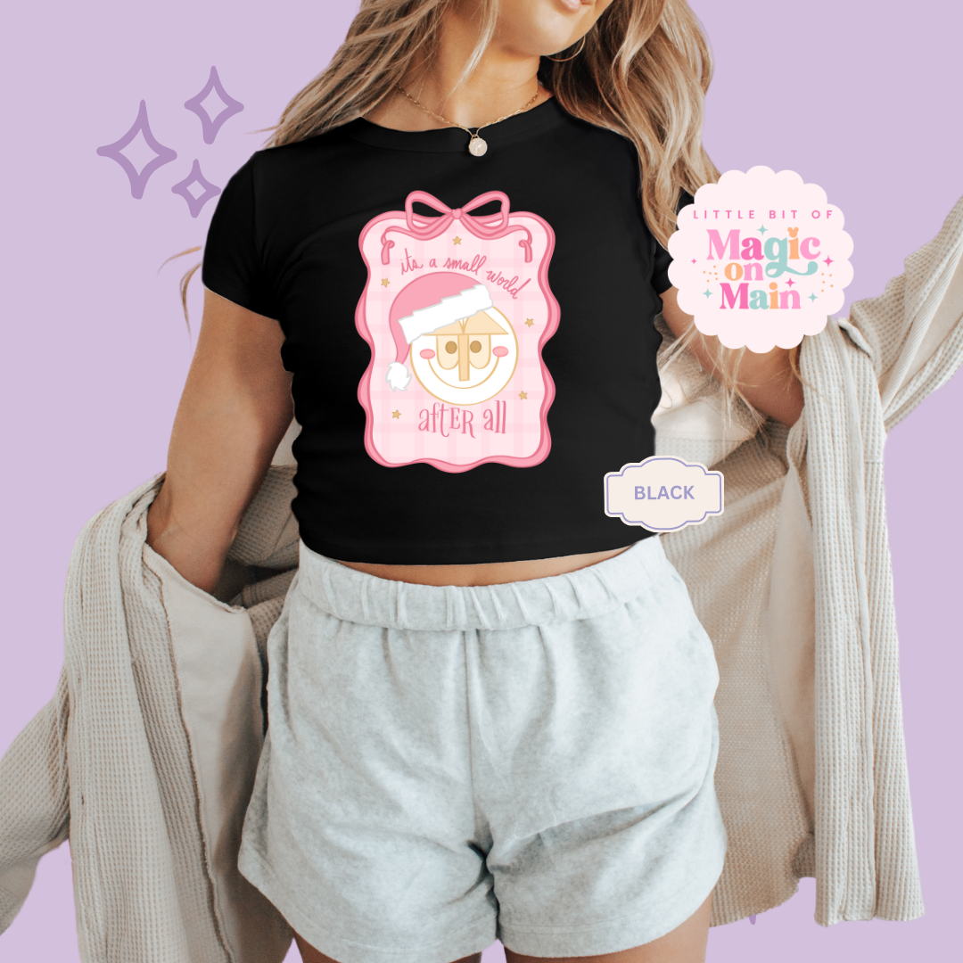 PRINTED SML WORLD COQUETTE - EXCLUSIVE TO MoM - WOMENS CROPPED RIBBED BABY TEE