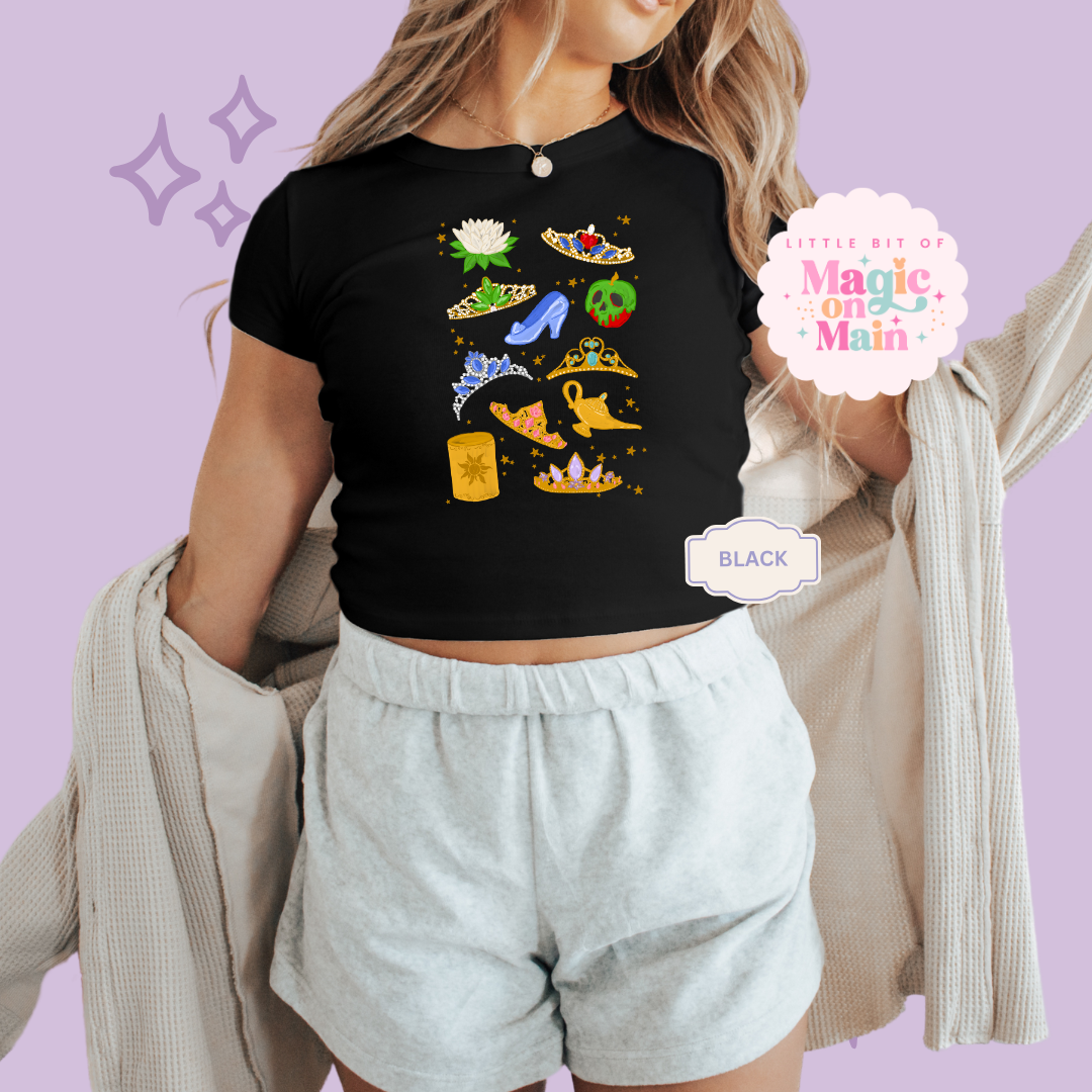 PRINTED PRINCESS ELEMENTS - WOMENS CROPPED RIBBED BABY TEE 10050