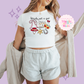 PRINTED LITERALLY JUST A GIRL - WOMENS CROPPED RIBBED BABY TEE 10001