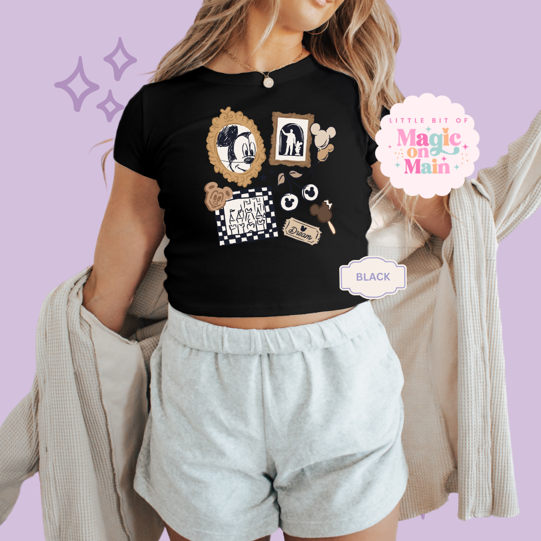 PRINTED NEUTRAL MCKY - WOMENS CROPPED RIBBED BABY TEE 10039