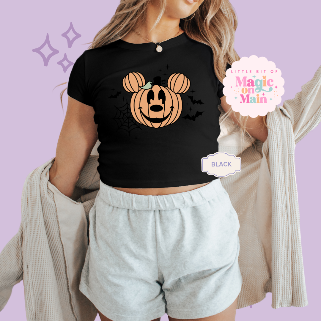 PRINTED MCKY PUMPKIN - EXCLUSIVE TO MoM - WOMENS CROPPED RIBBED BABY TEE 10057