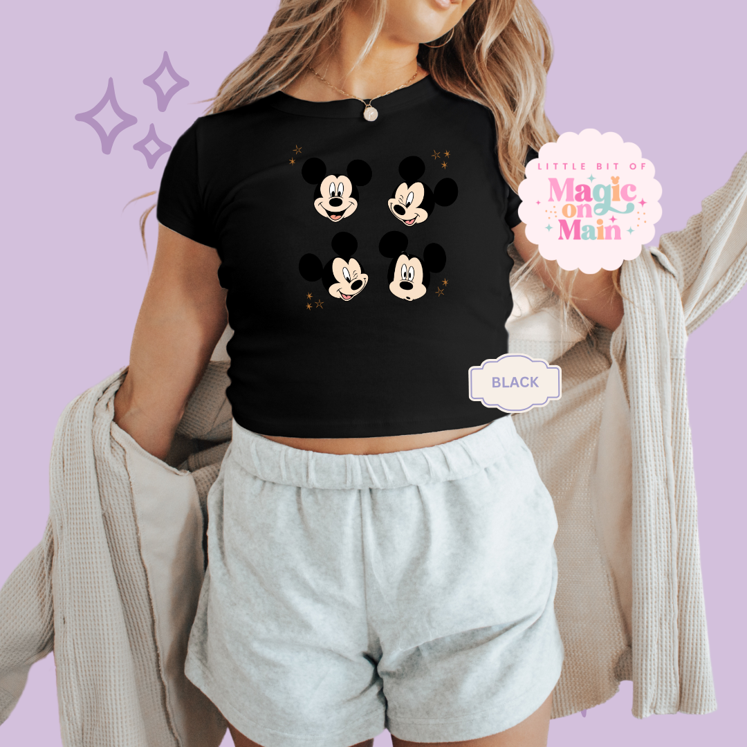 PRINTED MCKY STARS - WOMENS CROPPED RIBBED BABY TEE 10037