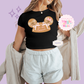 PRINTED GINGERBREAD HOLIDAY HAT - EXCLUSIVE TO MoM - WOMENS CROPPED RIBBED BABY TEE