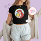 PRINTED MERMAID ROUND LOCKET - WOMENS CROPPED RIBBED BABY TEE 10056