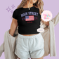 PRINTED MAIN STREET USA - EXCLUSIVE TO MoM - WOMENS CROPPED RIBBED BABY TEE 10063