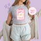 PRINTED SML WORLD COQUETTE - EXCLUSIVE TO MoM - WOMENS CROPPED RIBBED BABY TEE