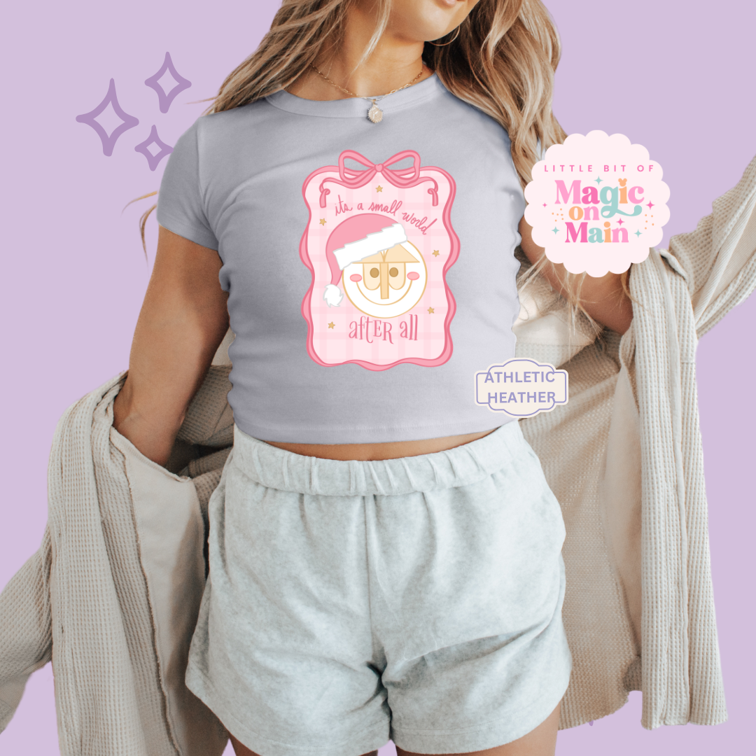 PRINTED SML WORLD COQUETTE - EXCLUSIVE TO MoM - WOMENS CROPPED RIBBED BABY TEE