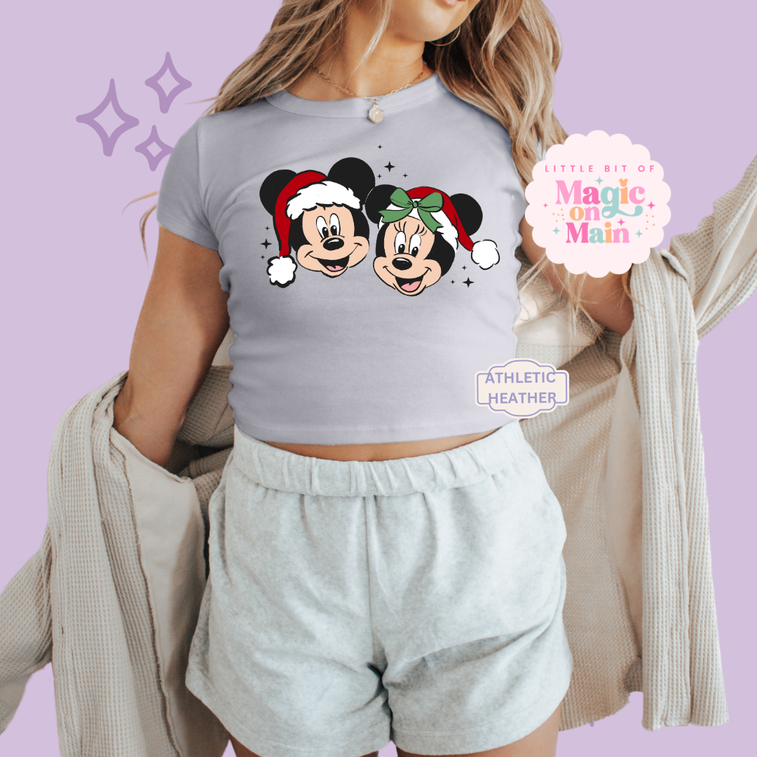 PRINTED MERRY MCKY MNIE - EXCLUSIVE TO MoM - WOMENS CROPPED RIBBED BABY TEE