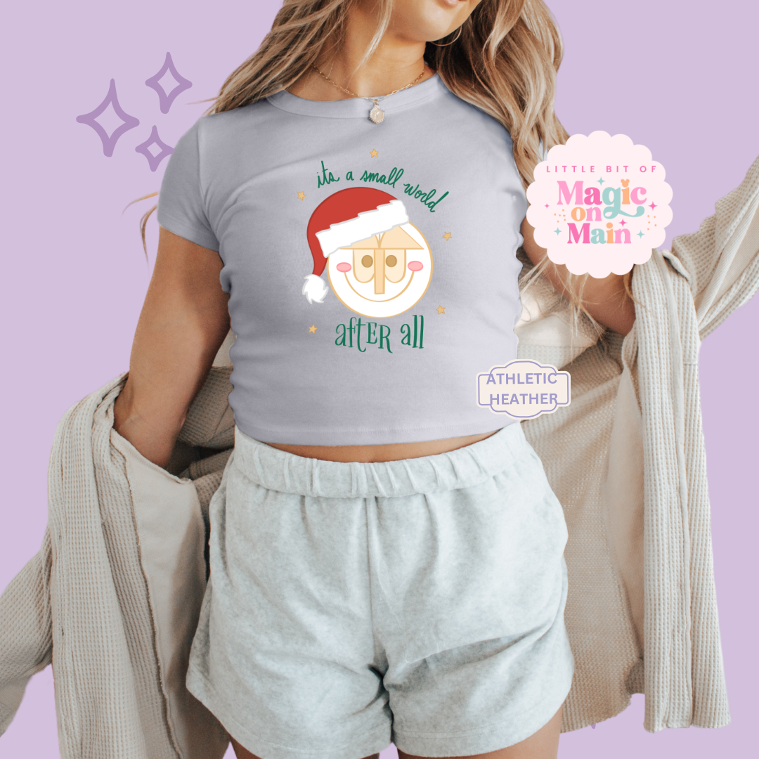 PRINTED SML WORLD - EXCLUSIVE TO MoM - WOMENS CROPPED RIBBED BABY TEE