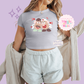 PRINTED POTATO COUPLE - WOMENS CROPPED RIBBED BABY TEE 10026