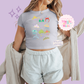 PRINTED CROWNS - WOMENS CROPPED RIBBED BABY TEE 10045