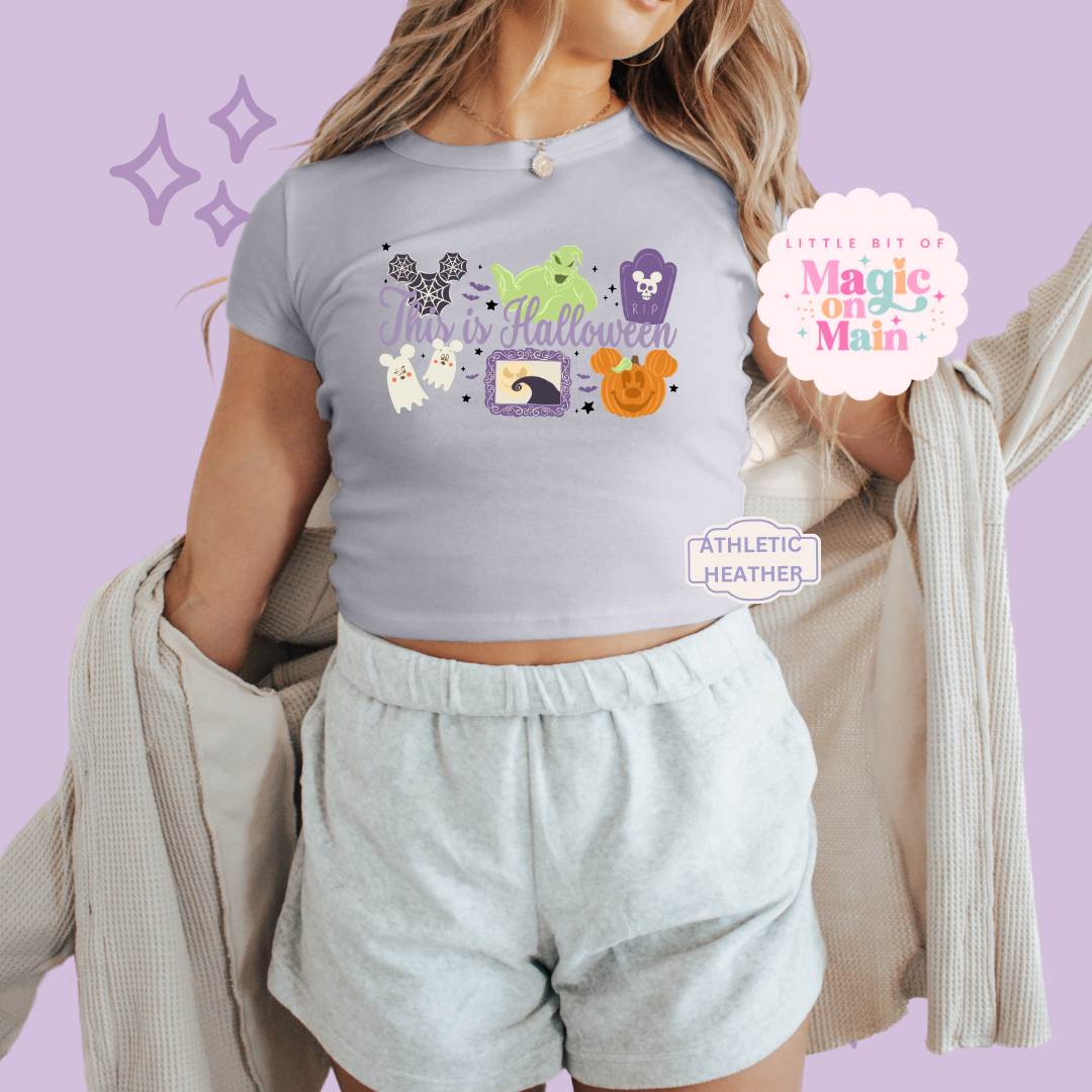 PRINTED THIS IS HALLOWEEN - EXCLUSIVE TO MoM - WOMENS CROPPED RIBBED BABY TEE