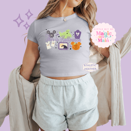 PRINTED THIS IS HALLOWEEN - EXCLUSIVE TO MoM - WOMENS CROPPED RIBBED BABY TEE