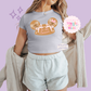 PRINTED GINGERBREAD HOLIDAY HAT - EXCLUSIVE TO MoM - WOMENS CROPPED RIBBED BABY TEE