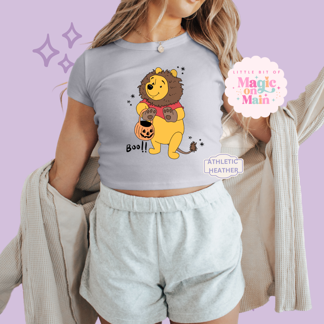 PRINTED BEARY SCARY - EXCLUSIVE TO MoM - WOMENS CROPPED RIBBED BABY TEE