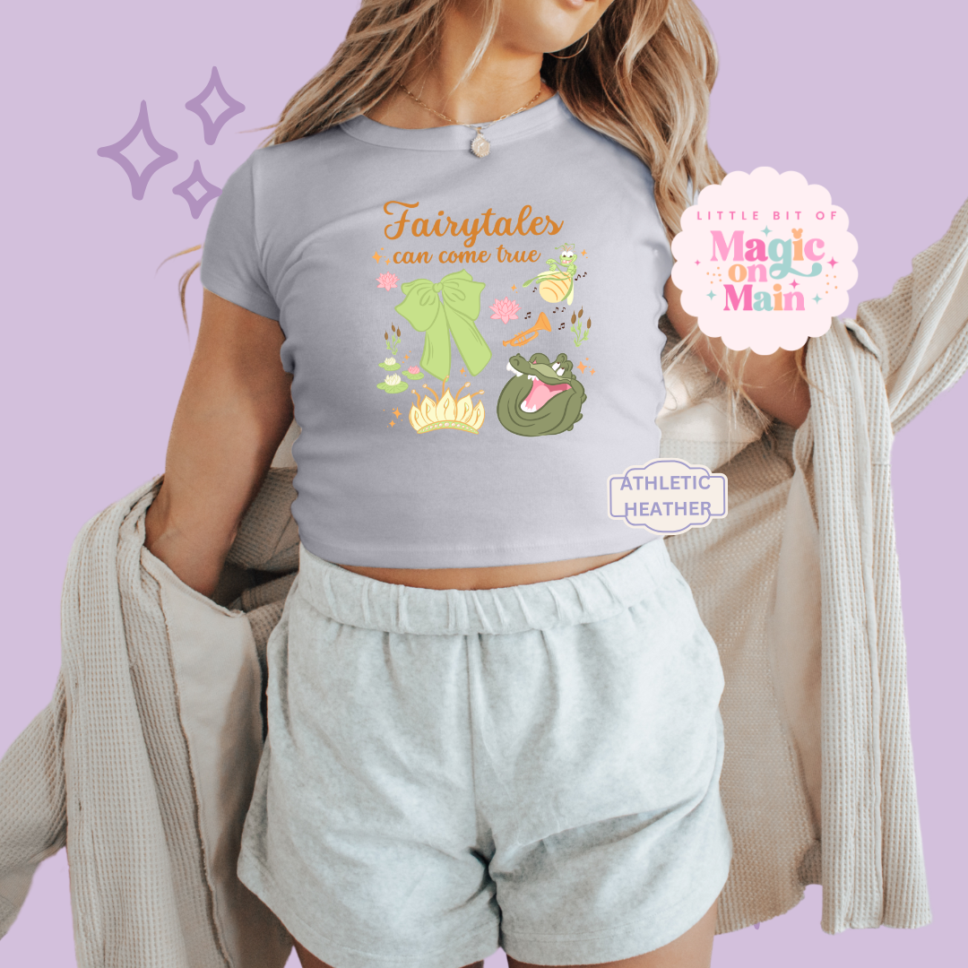 PRINTED FAIRYTALES CAN COME TRUE - EXCLUSIVE TO MoM - WOMENS CROPPED RIBBED BABY TEE 10054