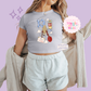 PRINTED TAYS STORY - WOMENS CROPPED RIBBED BABY TEE