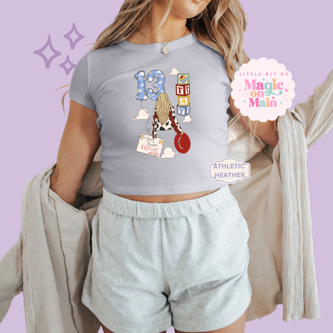 PRINTED TAYS STORY - WOMENS CROPPED RIBBED BABY TEE