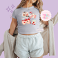 PRINTED TOYS VALENTINE - WOMENS CROPPED RIBBED BABY TEE 10029