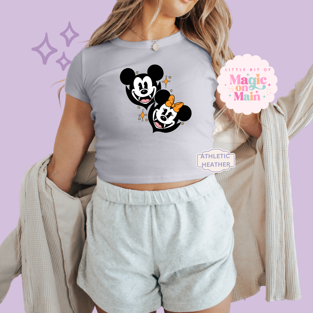 PRINTED VAMPIRES - EXCLUSIVE TO MoM - WOMENS CROPPED RIBBED BABY TEE