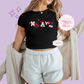 PRINTED HUGS AND KISSES - WOMENS CROPPED RIBBED BABY TEE 10007