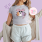PRINTED BOO - WOMENS CROPPED RIBBED BABY TEE 10061