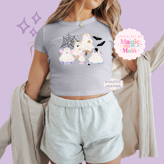 PRINTED WINNIE THE BOO - EXCLUSIVE TO MoM - WOMENS CROPPED RIBBED BABY TEE