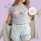 PRINTED ALIEN ILY - WOMENS CROPPED RIBBED BABY TEE 10028