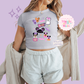 PRINTED GHOULY HALLOWEEN - EXCLUSIVE TO MoM - WOMENS CROPPED RIBBED BABY TEE 10059