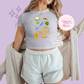 PRINTED PRINCESS ELEMENTS - WOMENS CROPPED RIBBED BABY TEE 10050