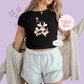 PRINTED VINTAGE LOVE - WOMENS CROPPED RIBBED BABY TEE 10008
