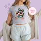 PRINTED WINTER MAGIC - EXCLUSIVE TO MoM - WOMENS CROPPED RIBBED BABY TEE