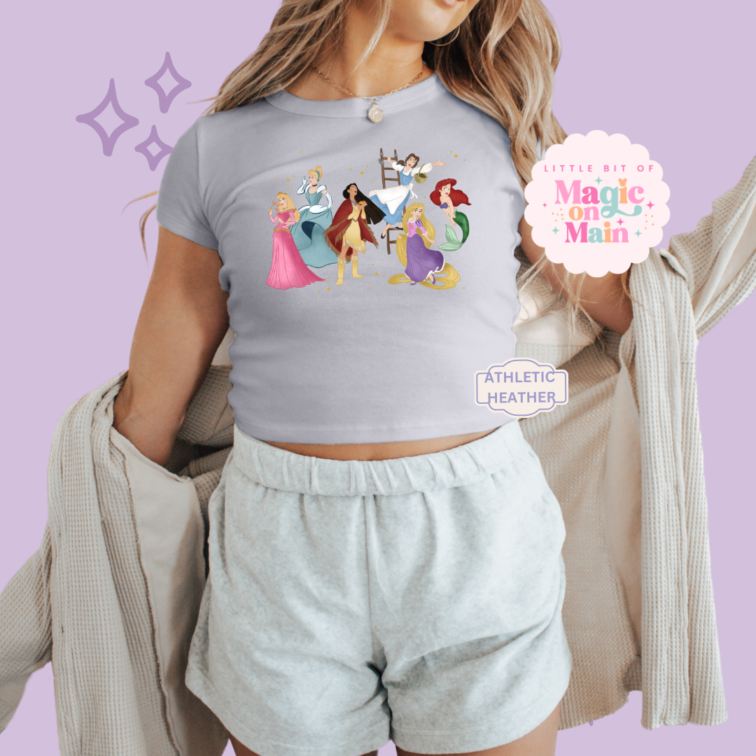 PRINTED PRINCESSES - WOMENS CROPPED RIBBED BABY TEE 10047