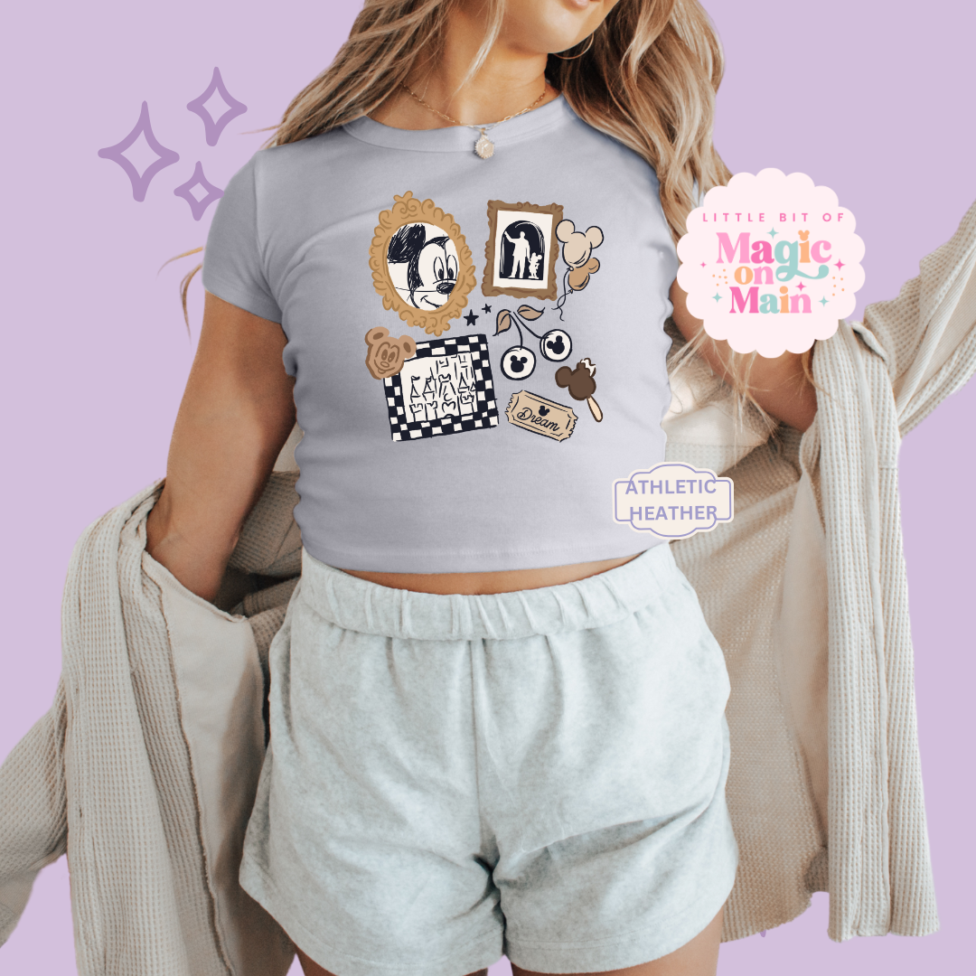 PRINTED NEUTRAL MCKY - WOMENS CROPPED RIBBED BABY TEE 10039