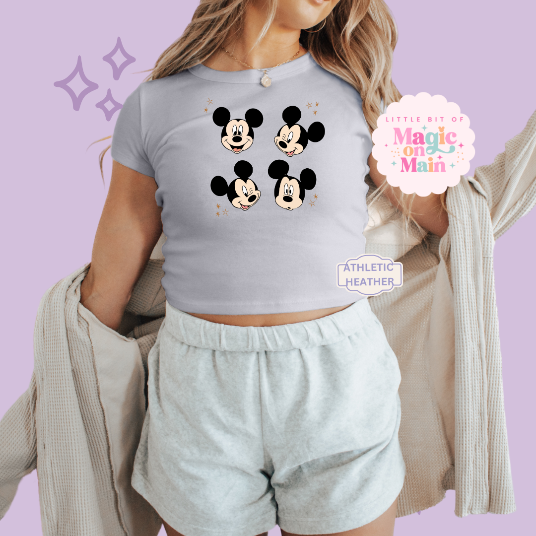 PRINTED MCKY STARS - WOMENS CROPPED RIBBED BABY TEE 10037