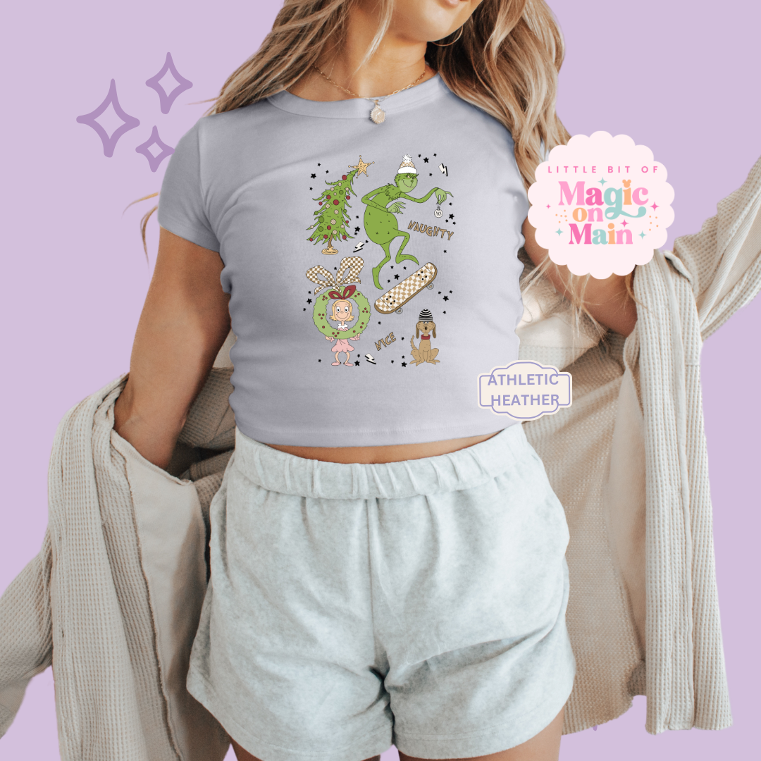 PRINTED MAX AND FRIENDS - EXCLUSIVE TO MoM - WOMENS CROPPED RIBBED BABY TEE
