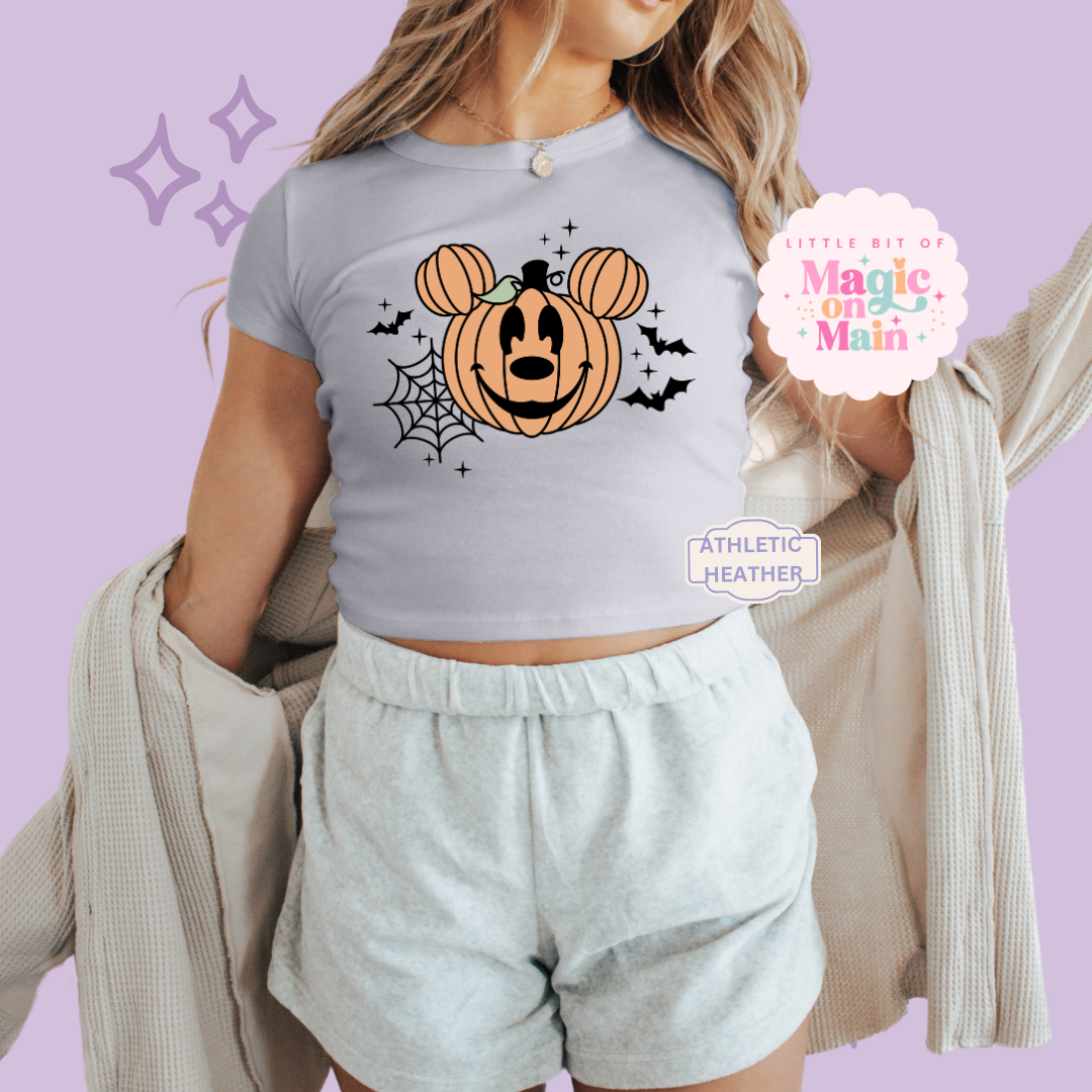 PRINTED MCKY PUMPKIN - EXCLUSIVE TO MoM - WOMENS CROPPED RIBBED BABY TEE 10057