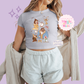 PRINTED BELLE - WOMENS CROPPED RIBBED BABY TEE 10044