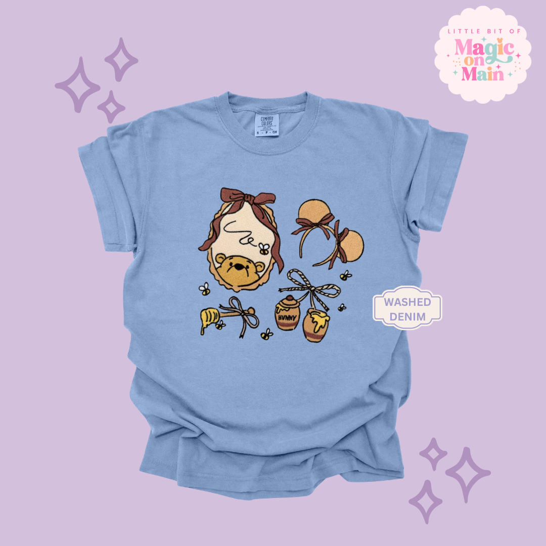 EMBROIDERED WINNIE THE POOH COQUETTE - ADULT T-SHIRT