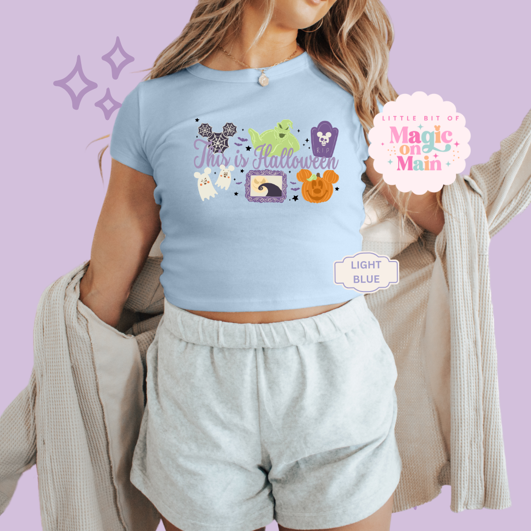 PRINTED THIS IS HALLOWEEN - EXCLUSIVE TO MoM - WOMENS CROPPED RIBBED BABY TEE